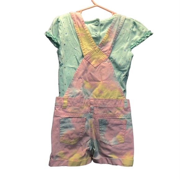 Little Lass 2 piece set unicorn overall outfit, size 6 - Picture 2 of 11